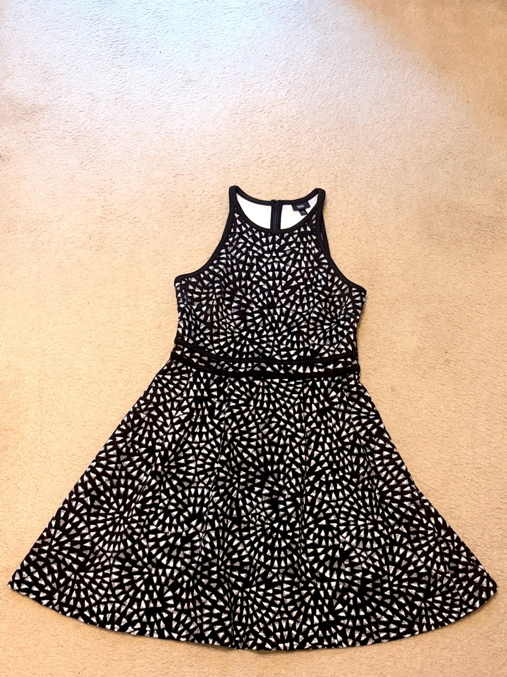 NWOT- Mossimo Supply Co. Black and White Laser-Cut Fit-and-Flare Mini Dress - Picture 7 of 7
